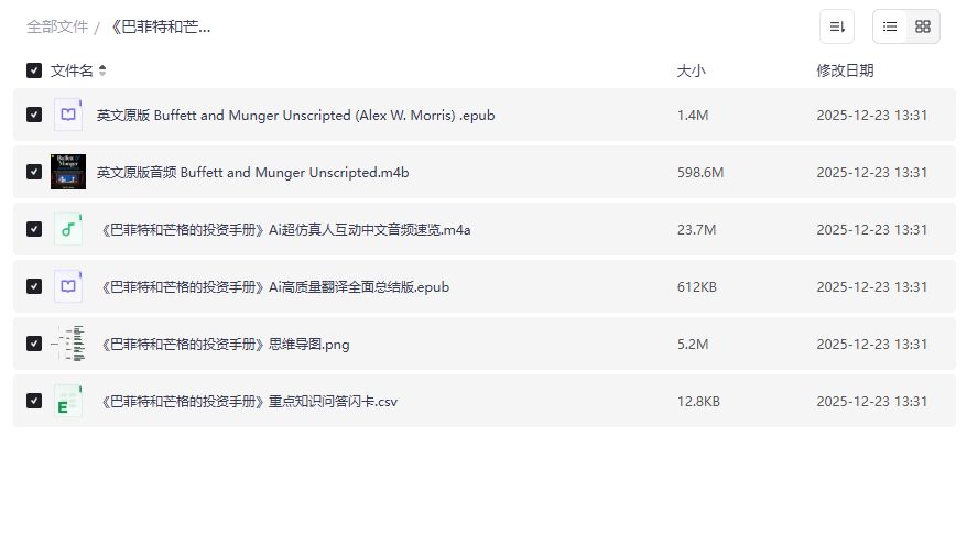 巴菲特芒格投资手册哪里能免费下载完整版PDF？夸克网盘直链分享