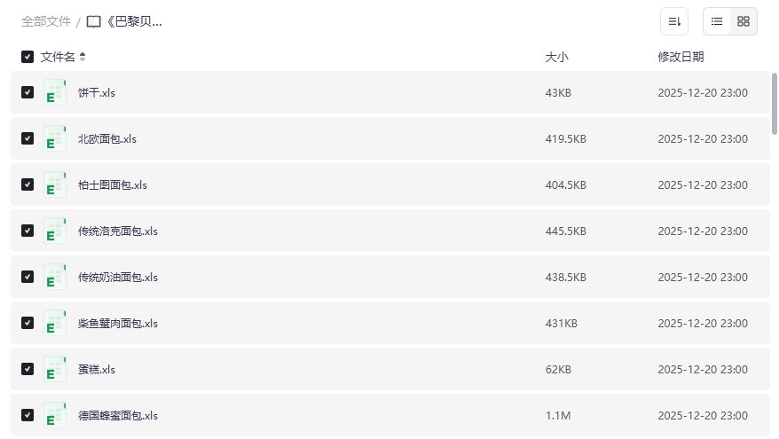 巴黎贝甜经典面包配方流程哪里能免费下载完整版烘焙技术资料