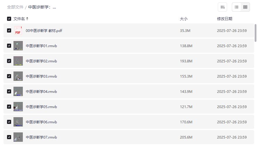 中医诊断学朱文锋75集完整版哪里能免费下载观看?夸克网盘高清资源分享 中医诊断学朱文锋75集完整版哪里能免费下载观看?夸克网盘高清资源分享