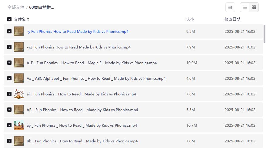 60集自然拼读动画片Fun Phonics哪里能免费下载完整版资源