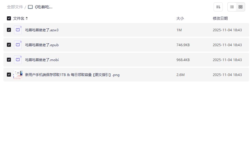 《吃着吃着就老了》夸克网盘资源哪里找完整版PDF电子书免费下载靠谱吗