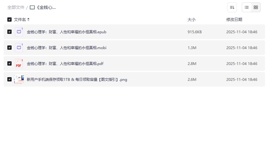 《金钱心理学》电子书哪里能免费下载完整版PDF？夸克网盘直链分享