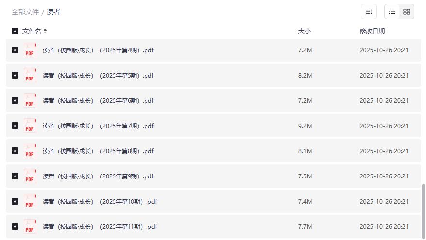 读者杂志2025最新PDF合集下载含校园版成长期刊资源分享