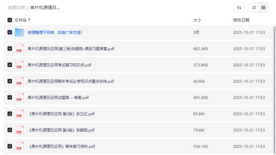 单片机原理及应用期末考试复习资料全套PDF免费下载含课后答案