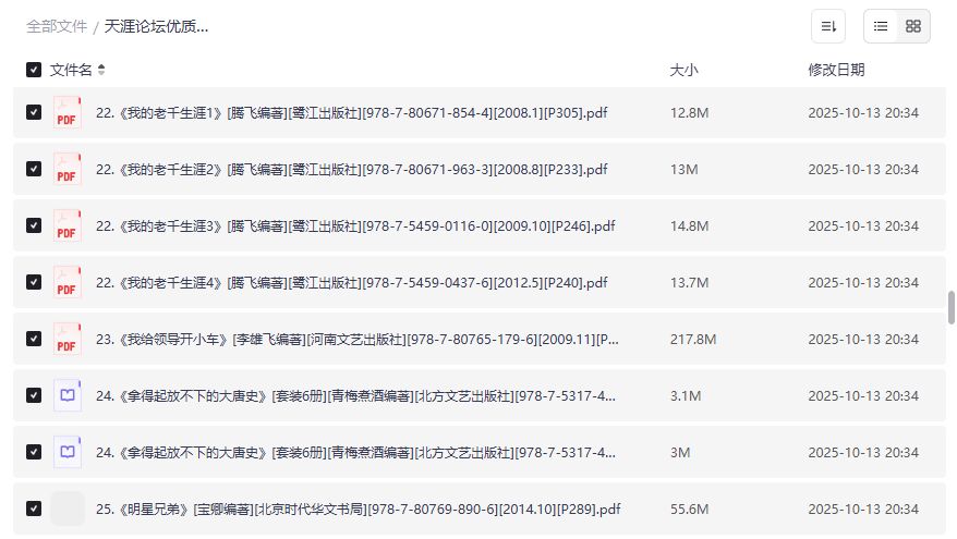 天涯神贴级爆款小说合集夸克网盘免费下载，彪悍南北朝到深圳爱情故事一网打尽