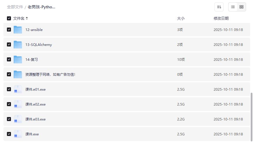 老男孩Python全栈课程截图