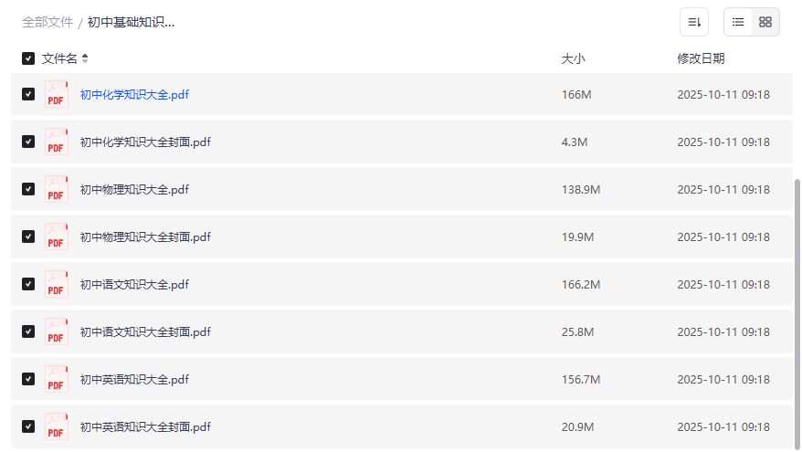 初中全科知识大全PDF免费下载夸克网盘资源合集