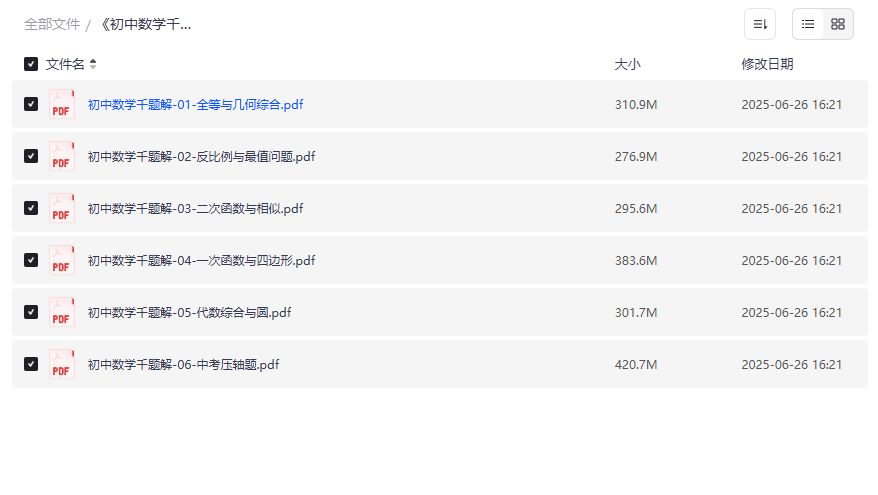 初中数学千题解全套6本电子版夸克网盘免费下载刷题神器