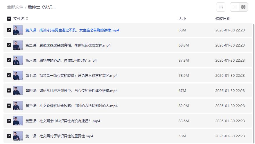 最绅士《认识女生》全套视频教程夸克网盘下载 男士恋爱社交进阶秘籍
