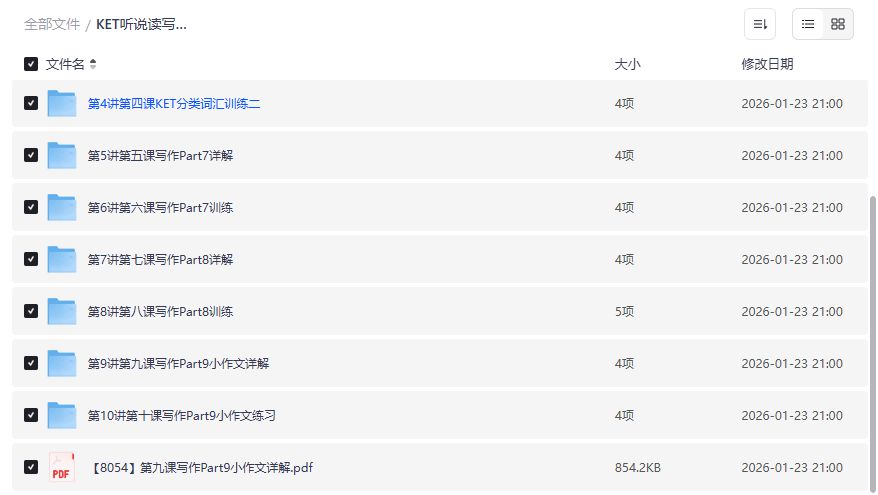 KET写作25分全套资料截图
