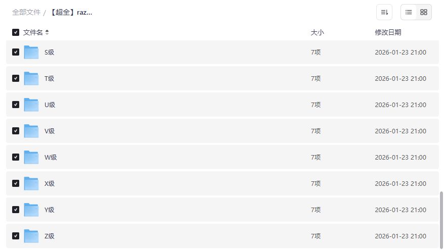 RAZ蓝标加厚全套P-Z级精讲视频下载|Peggy老师RAZ分级阅读资源合集