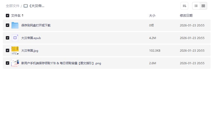 大汉帝国epub高清下载夸克网盘资源免费分享历史小说完整版