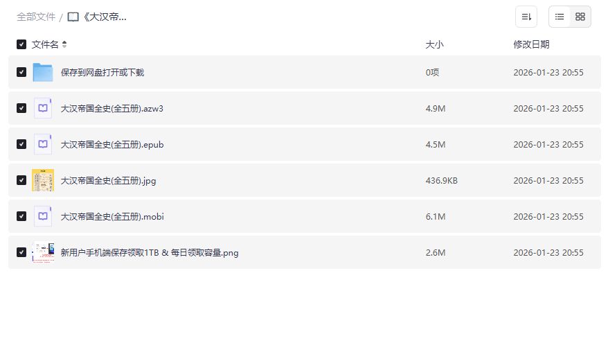 大汉帝国全史全五册电子书免费下载azw3/epub/mobi格式合集 大汉帝国全史全五册电子书免费下载azw3/epub/mobi格式合集