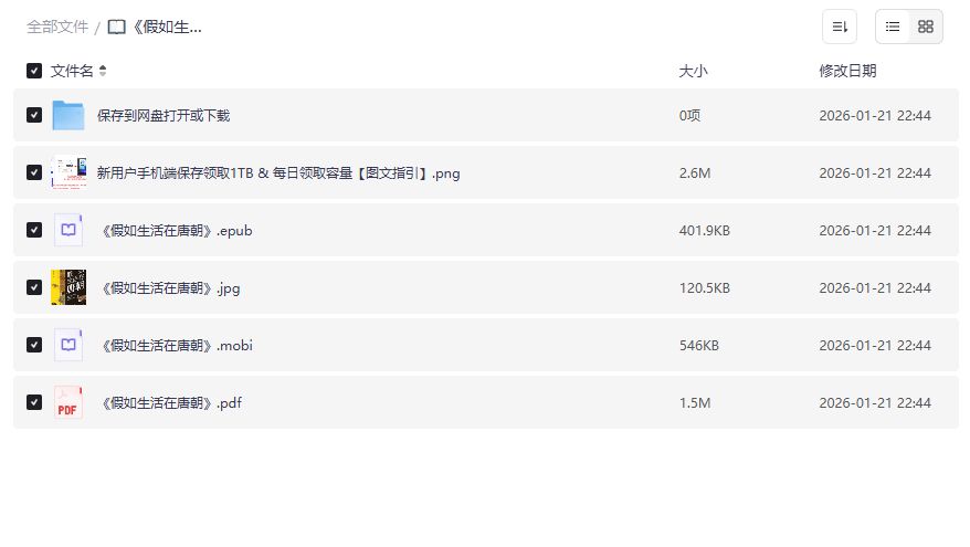 穿越唐朝生活指南PDF下载 假如生活在唐朝电子书完整版夸克网盘资源