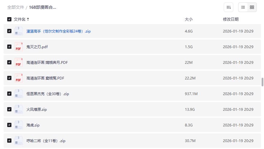 168部漫画合集夸克网盘资源下载368G高清全彩PDF打包一次看爽