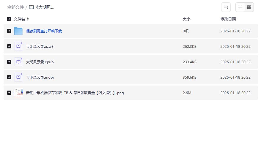 大明风云录电子书全集免费下载azw3+epub+mobi格式一键打包夸克网盘
