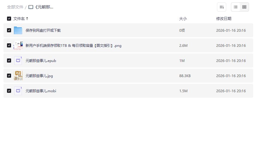 元朝那些事儿电子书免费下载epub+mobi双格式合集百度网盘资源分享