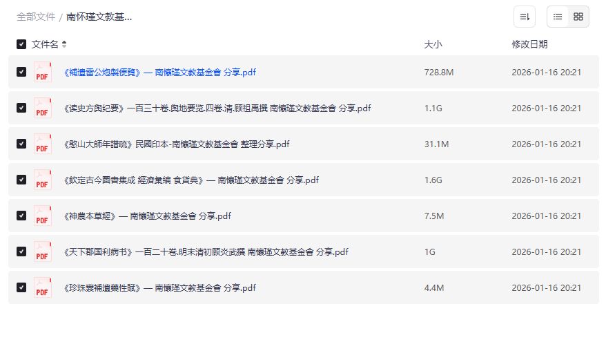 南怀瑾文教基金会中医药古籍合集PDF下载 读史方舆纪要神农本草经全套资源