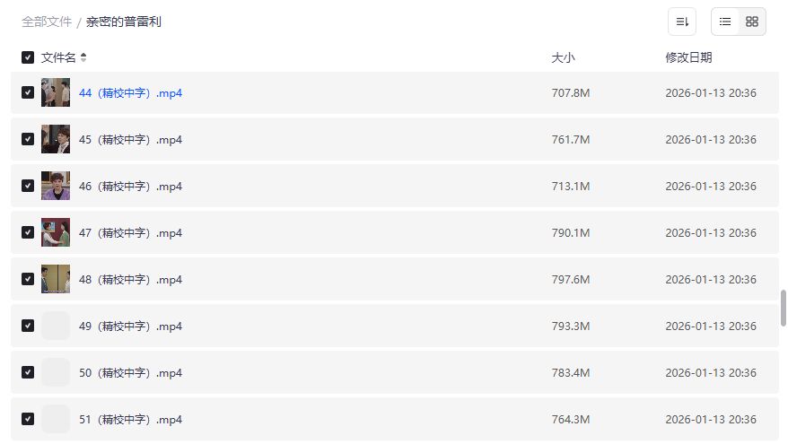 亲密的普雷利40-57集高清精校中字全集夸克网盘2026年追剧必备资源