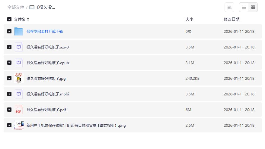 很久没有好好吃饭了电子书免费下载PDF+EPUB+MOBI全格式2026年治愈系美食书单