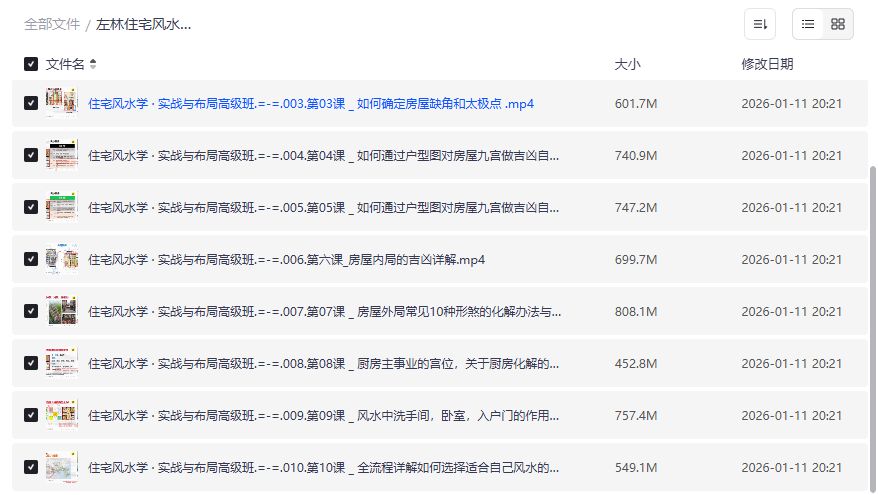 住宅风水学实战与布局高级班视频课2026年更新，左林亲授10集教你挑旺宅避煞气