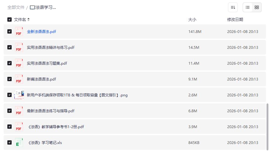 法语语法全解+TEF高频词汇打包下载2026，零基础到B2一次搞定