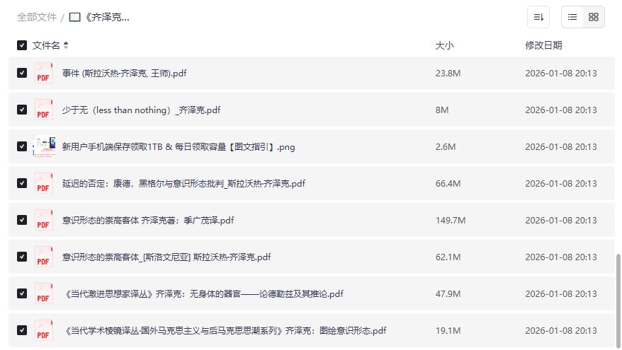 齐泽克著作合集PDF免费下载2026版|哲学小白到拉康达人一站式进阶指南 齐泽克著作合集PDF免费下载2026版|哲学小白到拉康达人一站式进阶指南
