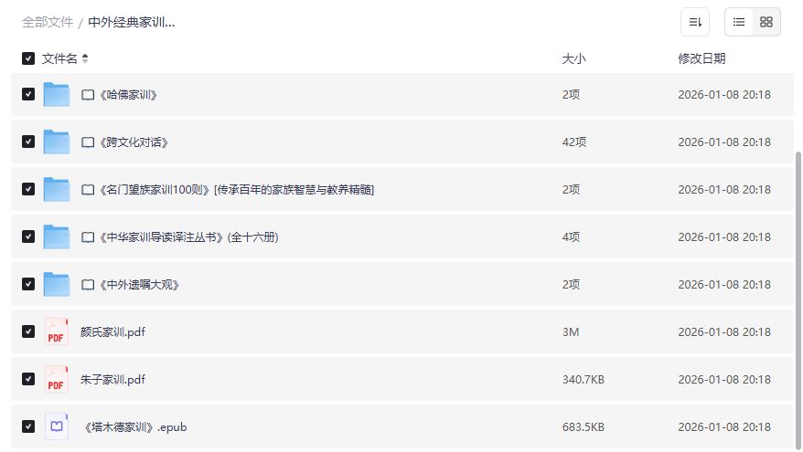 中外经典家训书系电子版免费下载2026：曾国藩哈佛颜氏朱子一次打包收齐