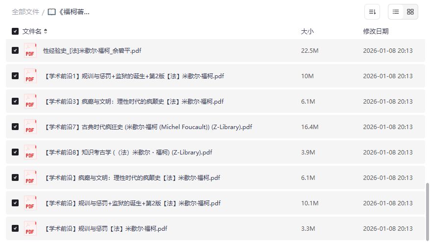 福柯著作合集PDF免费下载2026版:从规训与惩罚到疯癫与文明,哲学小白也能一次读懂 福柯著作合集PDF免费下载2026版:从规训与惩罚到疯癫与文明,哲学小白也能一次读懂