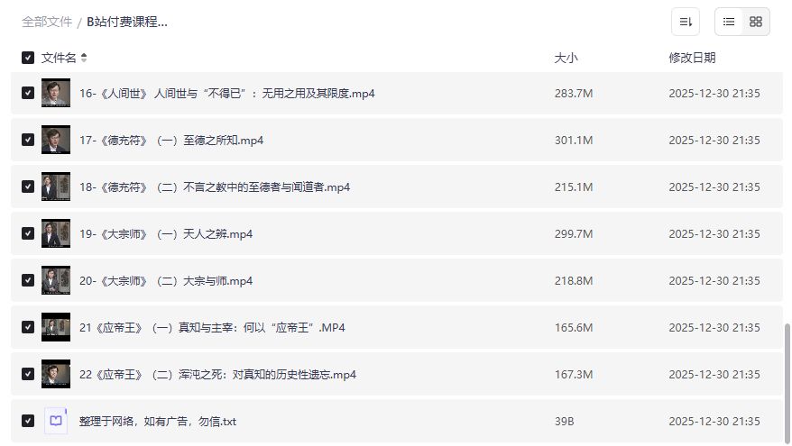 北大杨立华教授讲庄子哲学全集免费下载2026年最新版｜B站付费课程完整版网盘资源