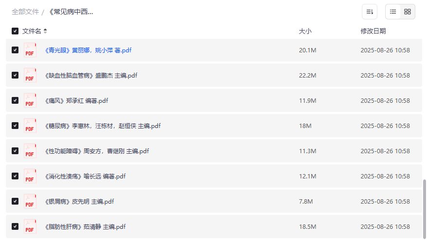 常见病中西医最新诊疗丛书全25册PDF免费下载2026年临床医生家庭必备医学参考书