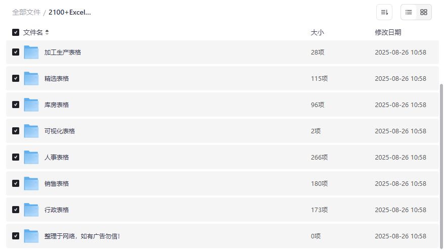 2100+Excel表格模板免费下载2026|工资考勤库存人事销售行政全覆盖,零套路直接存 2100+Excel表格模板免费下载2026|工资考勤库存人事销售行政全覆盖,零套路直接存
