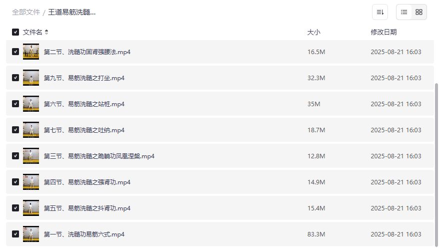王道易筋洗髓功全套9集视频教程2026年免费下载，上班族强肾固腰拍打站桩打坐一次学全
