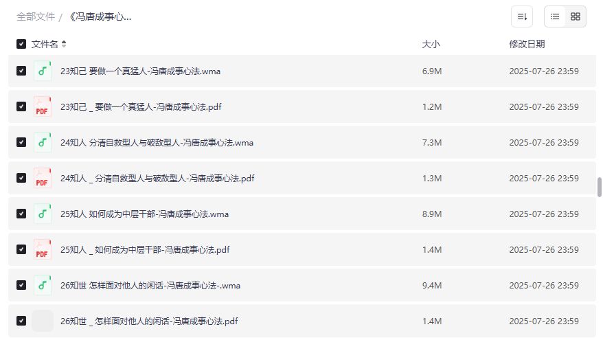 冯唐成事心法有声读物全集下载 职场人士成长必备音频PDF资源 提升管理能力与个人修养2026年