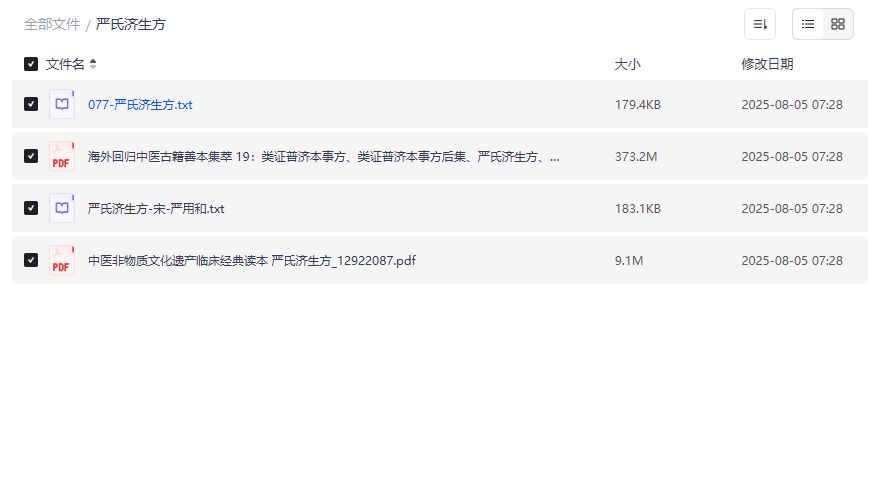 严氏济生方古籍资源下载 中医经典方剂书籍PDF+TXT版本 适合中医爱好者学习研究2026年