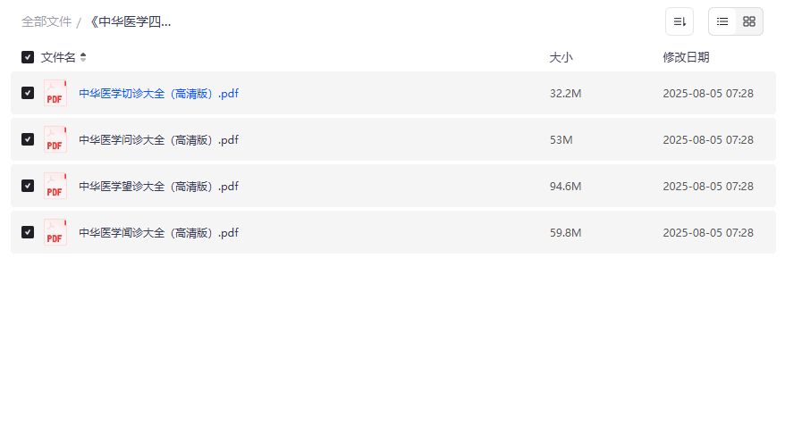 中华医学四诊全书系列4套高清PDF下载，中医诊断学入门到精通必备资料，2026年最新整理版