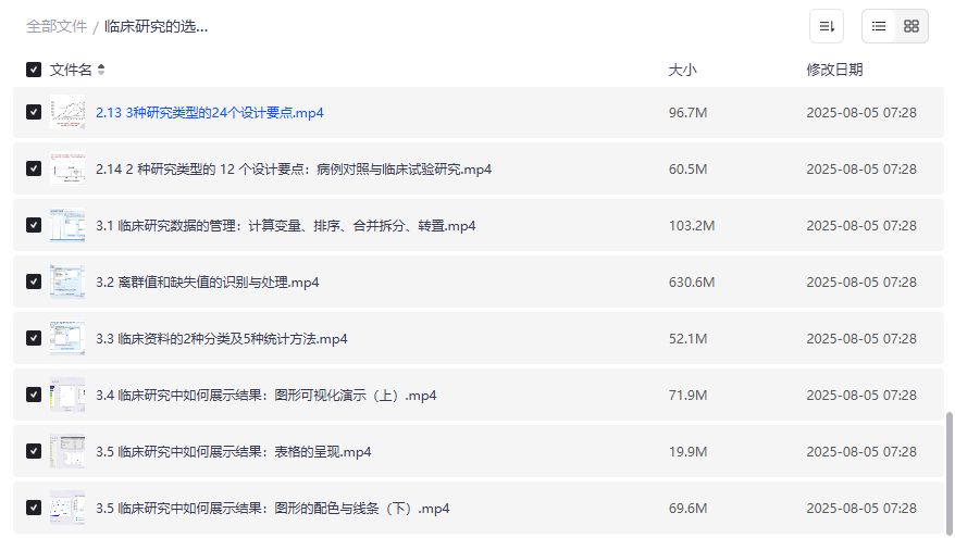 临床研究设计实施与数据分析全套视频教程 医学研究者必备技能提升指南 2026年最新资源