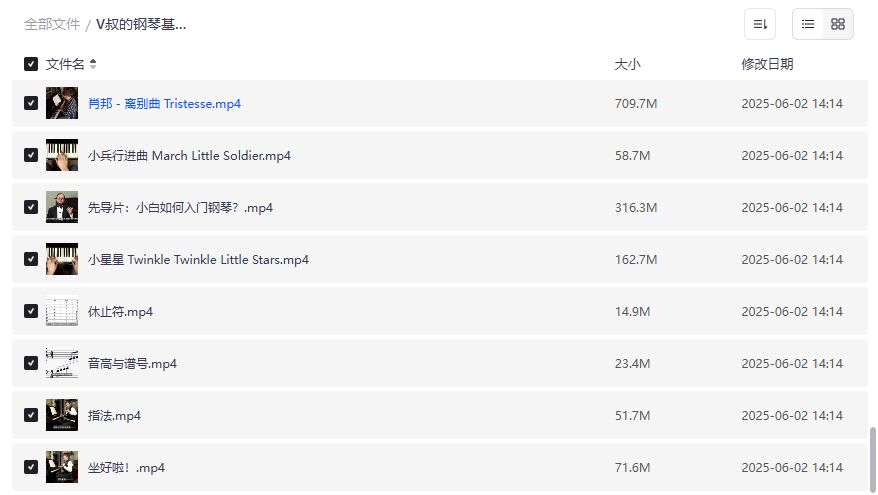 V叔钢琴基础入门课2026年零基础小白自学钢琴教程从坐姿手型到肖邦曲目全套视频资源
