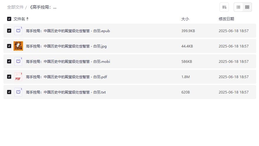 高手控局中国历史处世智慧电子书下载 职场人士必读的谋略宝典 提升格局思维指南2026年