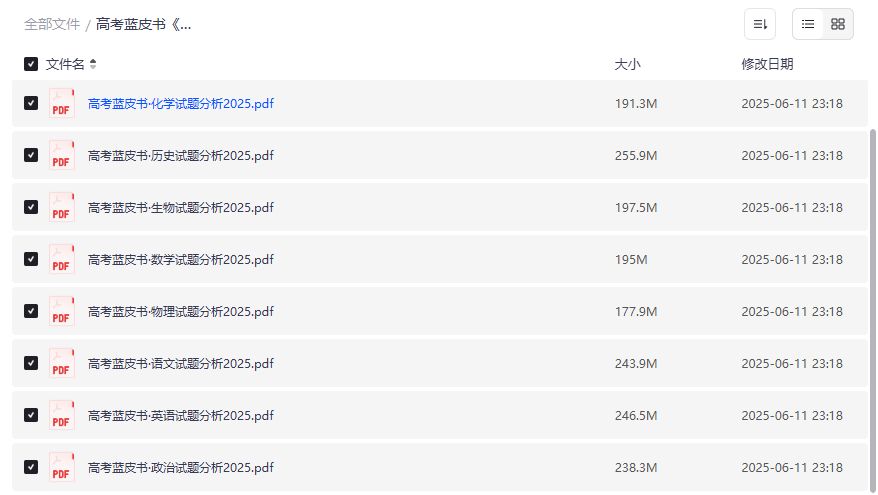 高考蓝皮书2025高考试题分析全九科PDF下载 高考复习必备资料 2026年考生提分利器