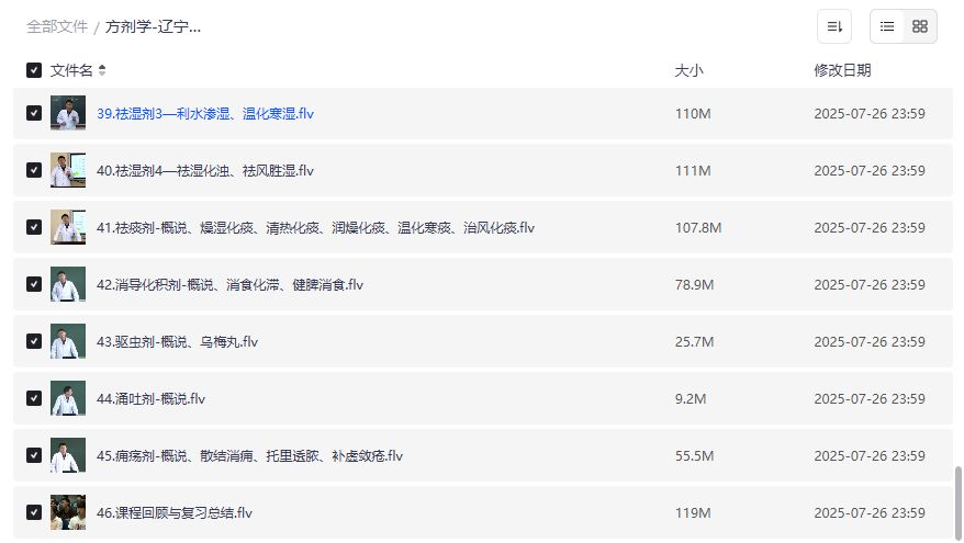 方剂学辽宁中医药大学范颖46讲完整版网盘资源下载，中医考研必备2026年