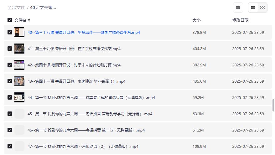 40天学会粤语从零基础到进阶开口说广州话香港话2026年网盘资源